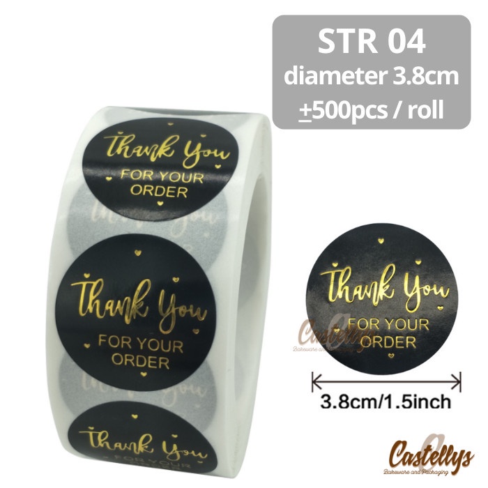 Jual Sticker Stiker STR 04 Label Roll Thank You Packaging Kue Hampers ...