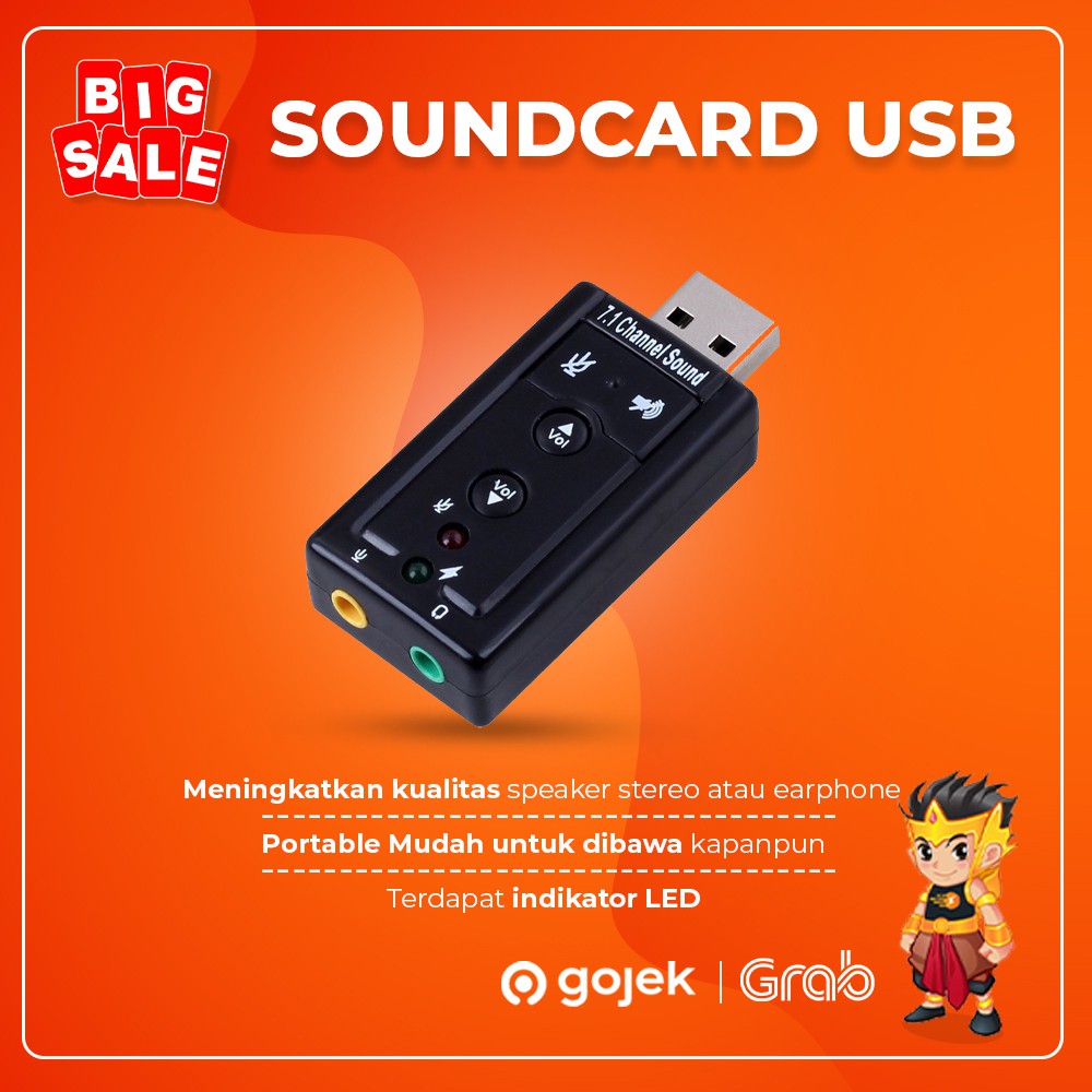 Jual Sound Card USB Channel 7.1 Soundcard Converter Audio Jack 3.5mm