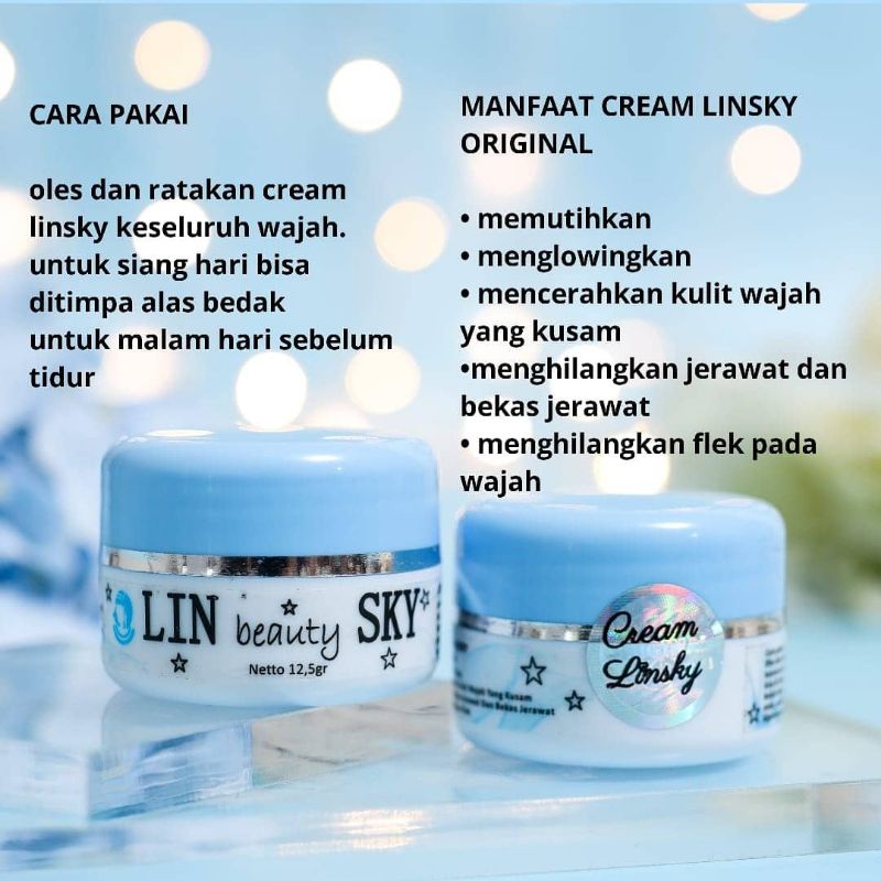 Jual CREAM LINSKY ORIGINAL LINBEAUTYSKY (REK'S BEAUTY) NEW PACKAGING ...