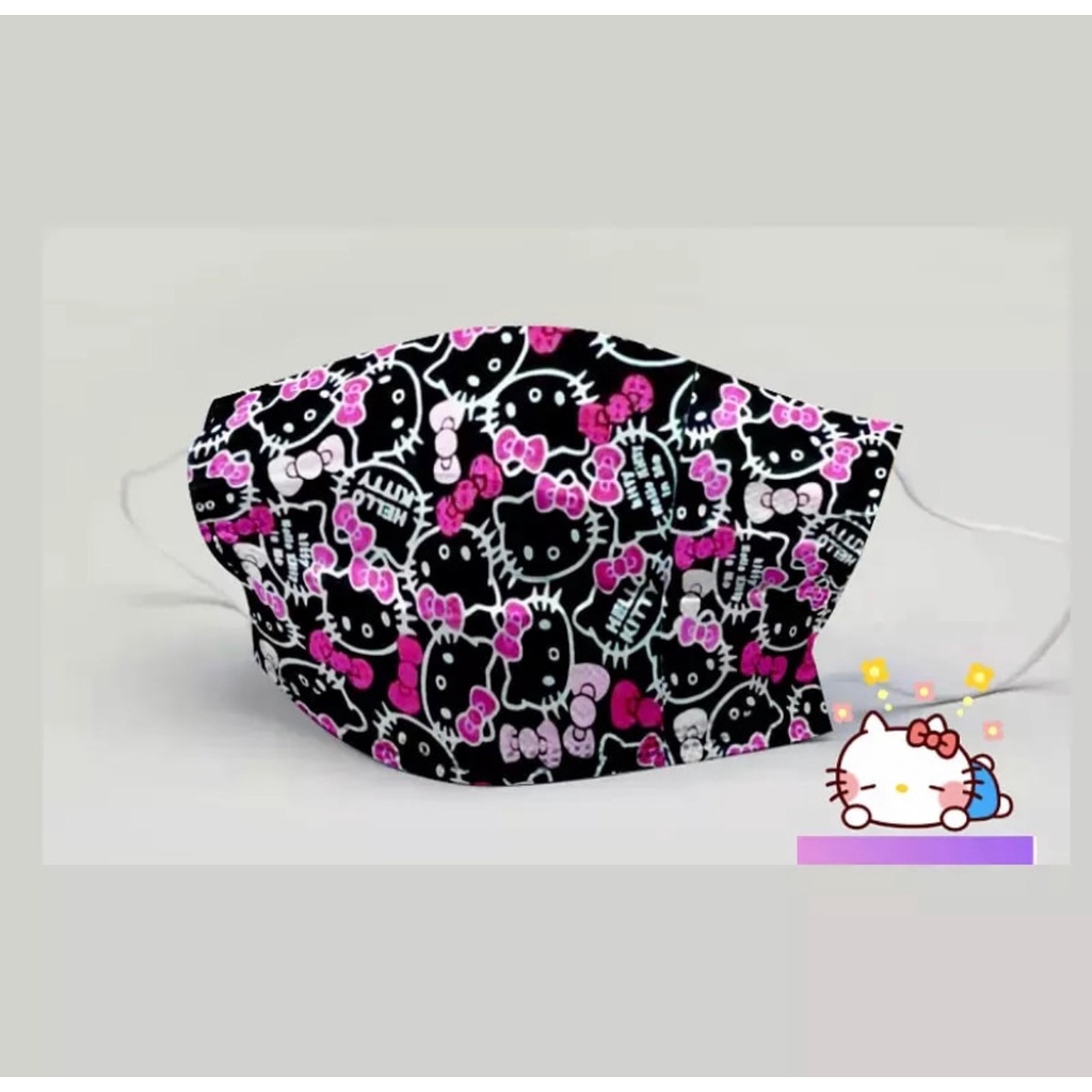 Jual Masker Dewasa Hello Kitty Black 3 Ply - Satuan | Shopee Indonesia