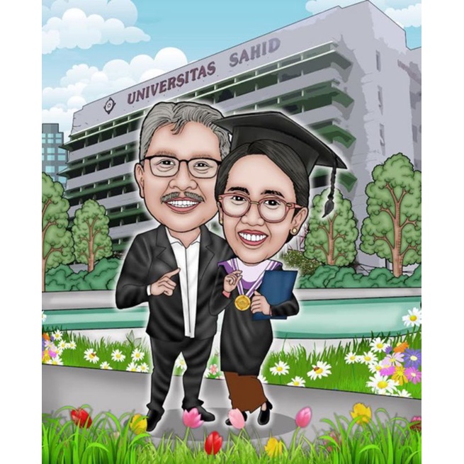 Jual Karikatur digital/ Karikatur sketsa wajah/Tema Graduation ...