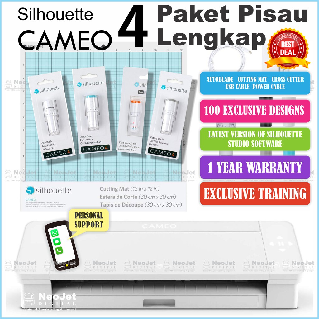 Jual Paket Mesin Cutting Silhouette Cameo 4 Pisau Blade Lengkap Auto Blade Rotary Blade Kraft