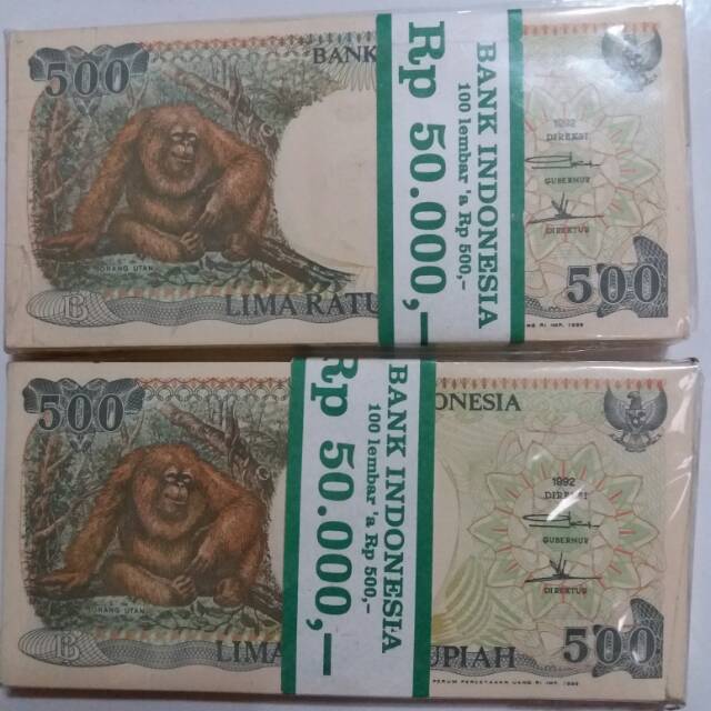 Jual Uang kuno 500 rupiah tahun 1992 orang utan 1 gepok ( 100 lembar ) | Shopee Indonesia