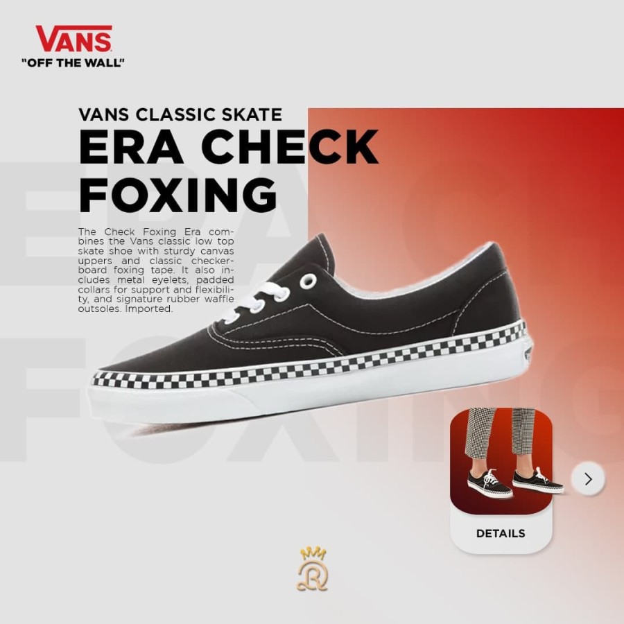 Jual Sepatu Sneaker Vans Era Check Foxing VN0A38FRVOS Black Shopee Indonesia