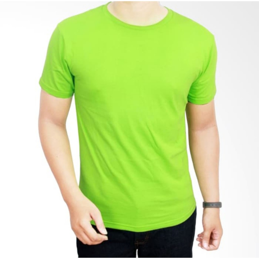 Jual HIJAU STABILO NEON PENDEK KAOS POLOS COMBED 30s KATUN PRIA