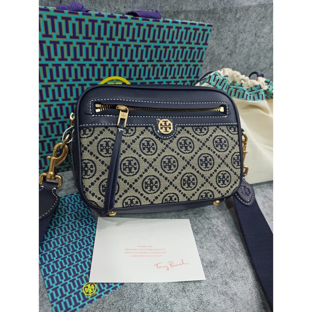 6632 TORY BURCH T Monogram Jacquard Camera Bag NAVY