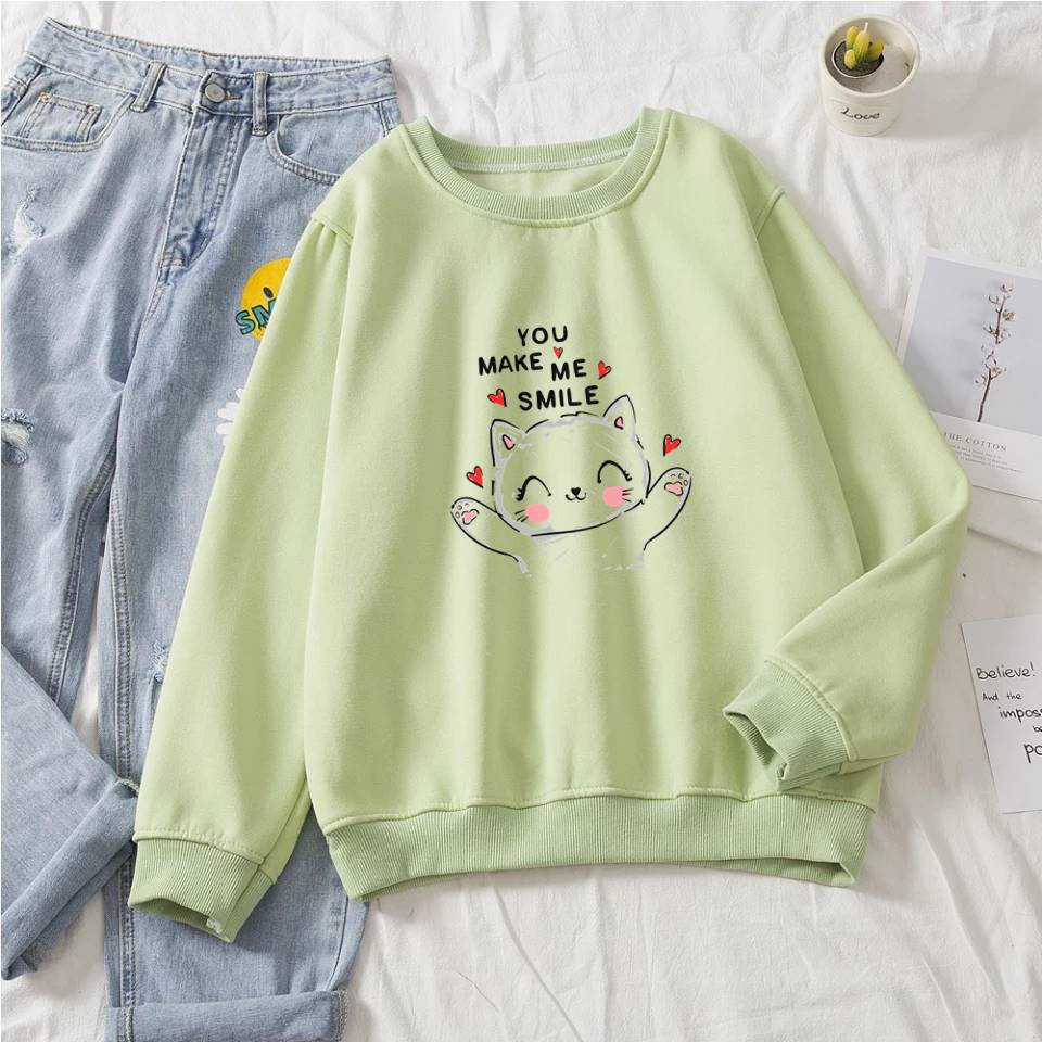 Jual Make Me Smile Sweater Wanita Oversize M XXL Fleece By Aden