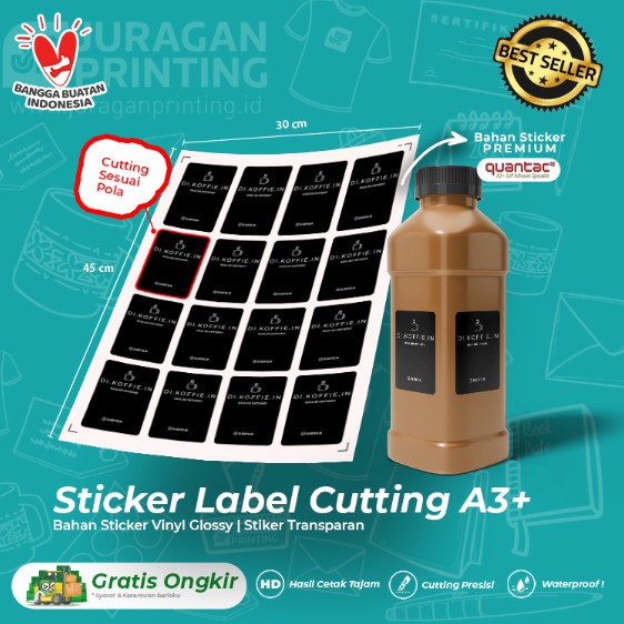 Jual Cetak Stiker Label Vinyl Cutting Kotak Bulat Oval Custom