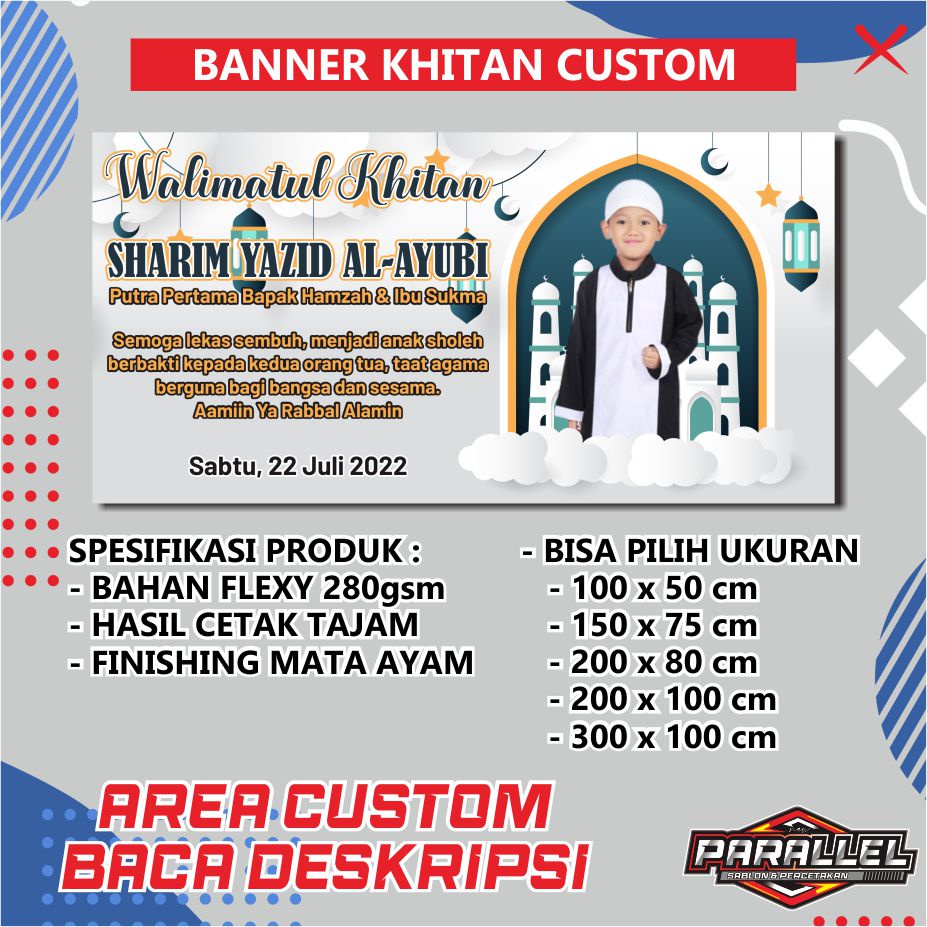 Jual Banner Tasyakuran Khitan Spanduk Walimatul Khitan Custom Banner Walimatul Khitan Sunat