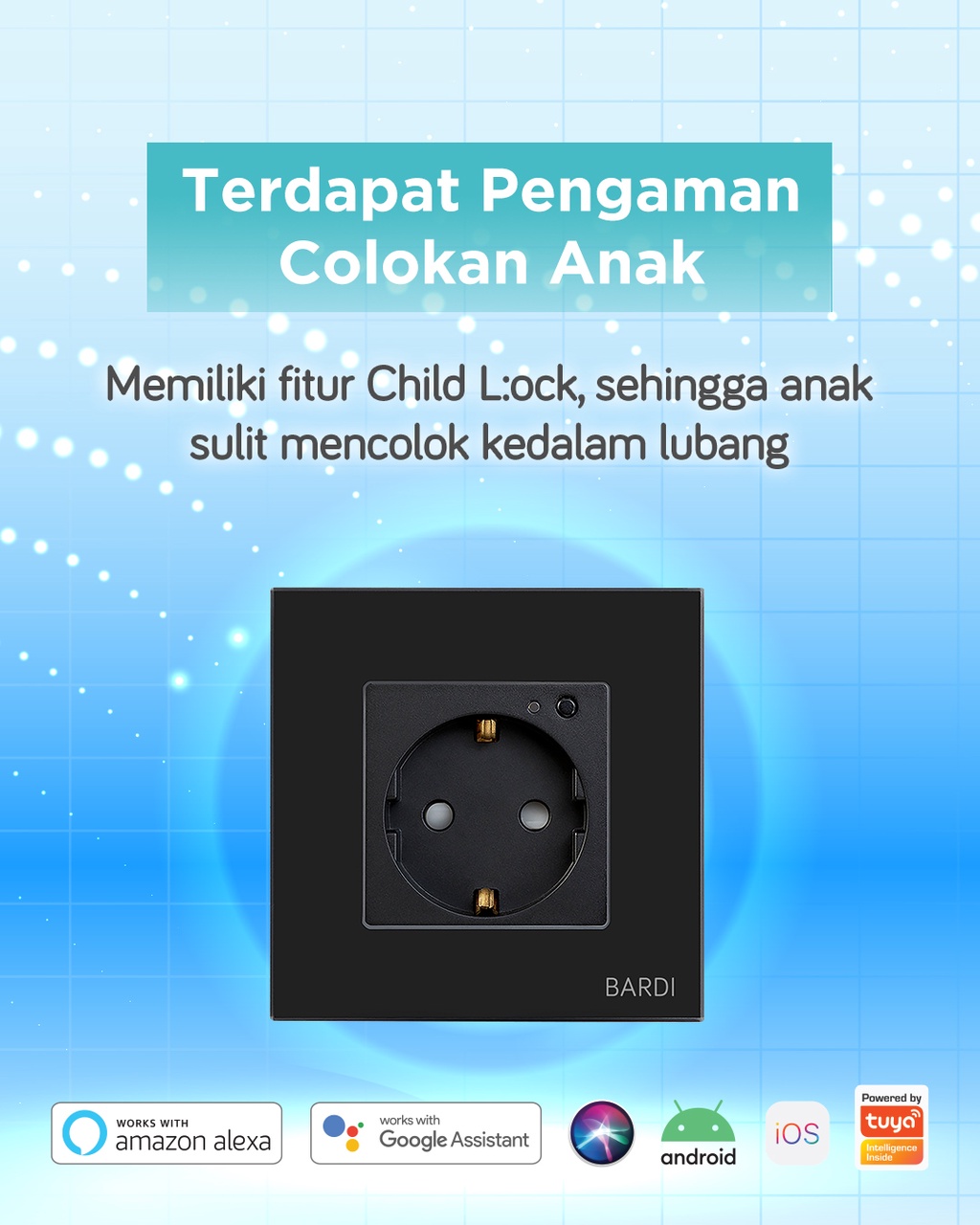 Jual BARDI Smart Wall Socket Wifi EU Black For Alexa Google Home