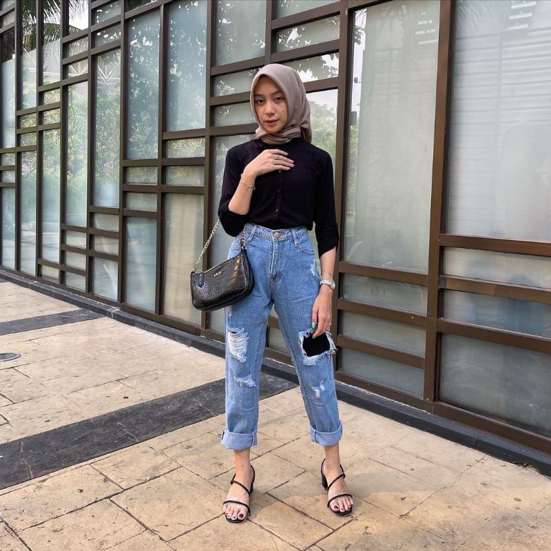 Ootd boyfriend jeans hijab best sale