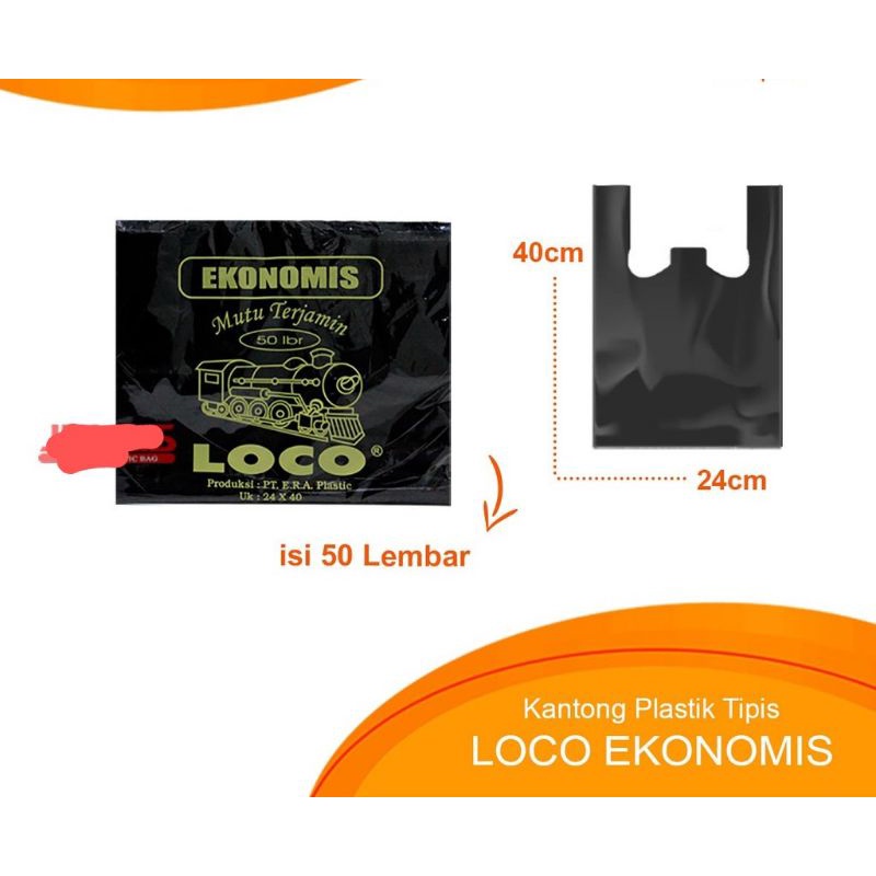 Jual Kantong Plastik Kresek Hitam Ekonomis Loco 24 Cm Isi 50 Pcs Shopee Indonesia 7507