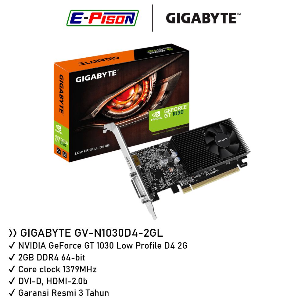 Jual VGA GIGABYTE GeForce GT 1030 2GB DDR4 64bit GV-N1030D4-2GL ...