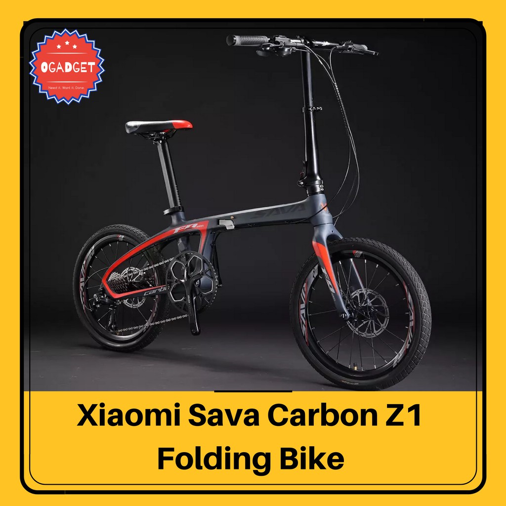 Jual Sepeda Lipat Xiaomi Sava Z1 carbon fiber sports folding bike black red Shopee Indonesia