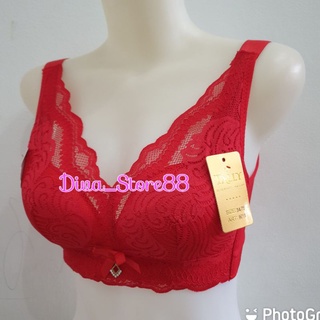 TALLY BH 9018 Bra Tanpa Kawat Busa Sedang Bahan Brokat CUP B - C Kait 4  Renda Anti Gatal