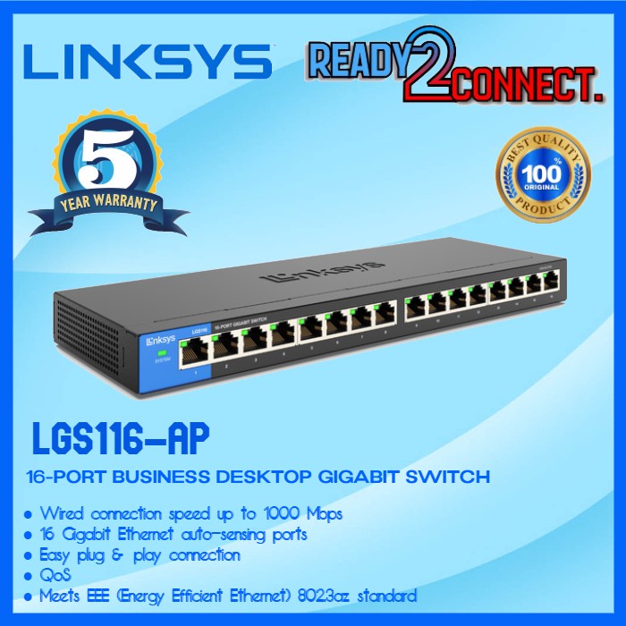 Linksys LGS116 16-Port Business Desktop Gigabit Switch