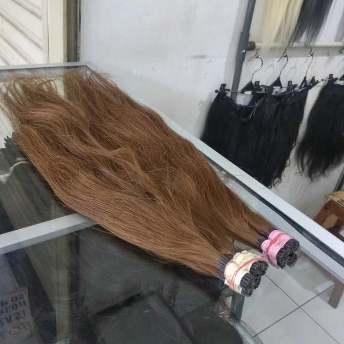 Jual rambut sambung asli super tebal 60 cm isi 100 HELAY ( brown ...