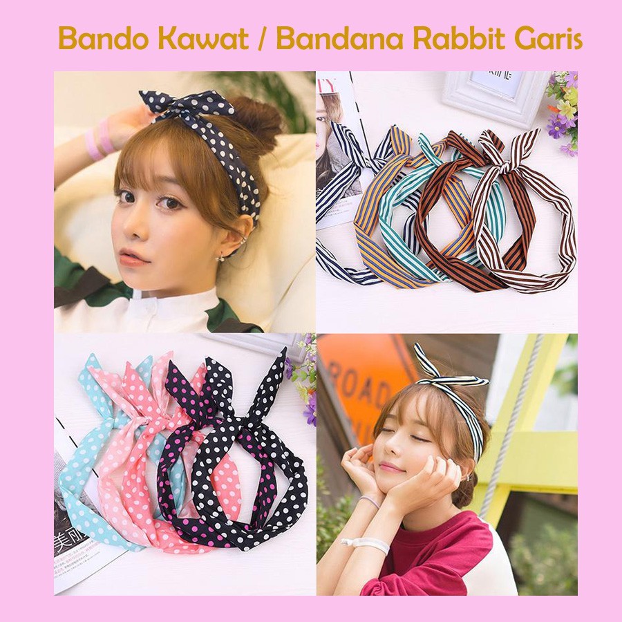 Jual Bando Kawat / Bandana Rabbit Garis Warna Warni Wanita | Shopee ...