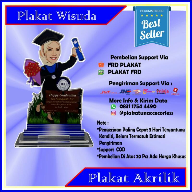 Jual Plakat Akrilik Wisuda Piagam Wisuda Hadiah Wisuda Unik Plakat