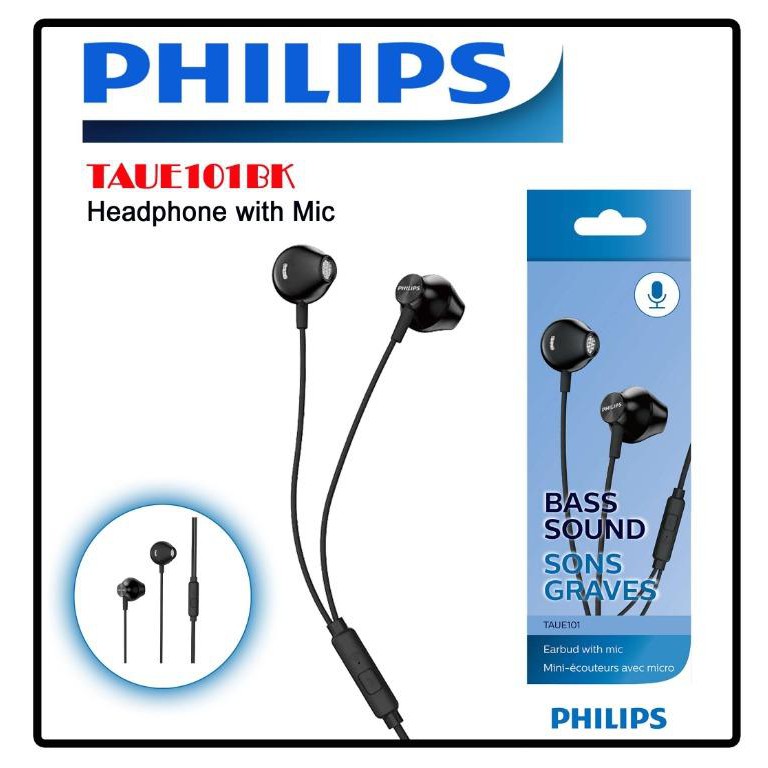 Jual Philips TAUE 101 Earphone With Mic TAUE101 | Shopee Indonesia