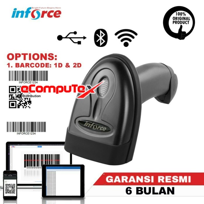 Jual SCANNER BARCODE INFORCE T88 / T 88 2D WIRELESS BLUETOOTH USB E ...