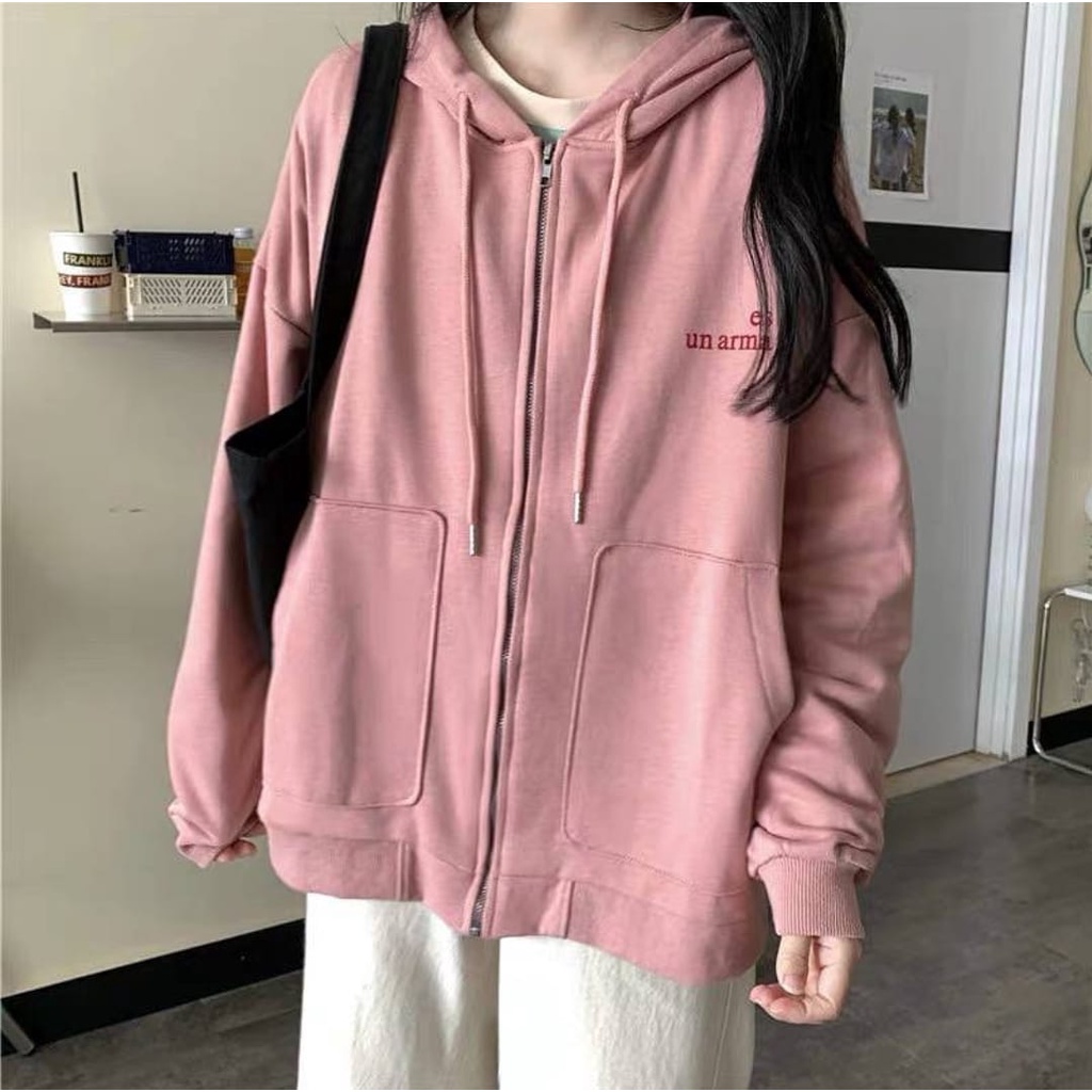 Sweater hoodie wanita on sale shopee