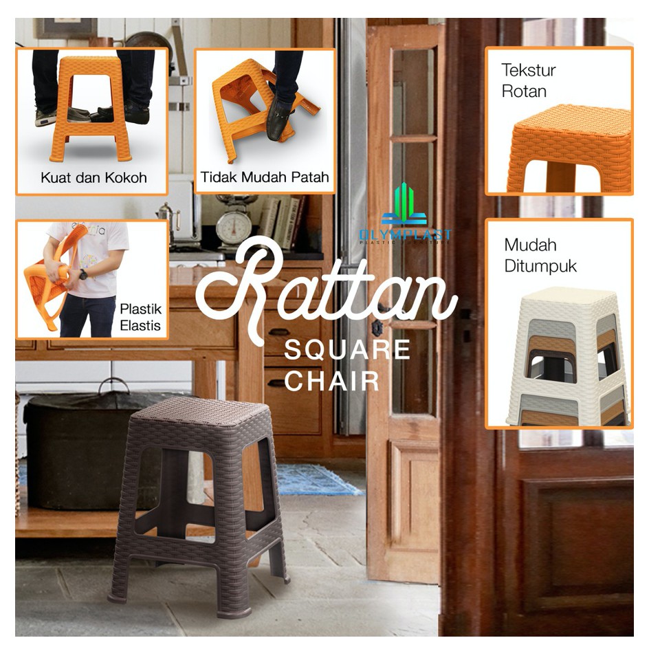 Jual Olymplast Kursi Bakso Motif Rattan Square Chair Shopee Indonesia