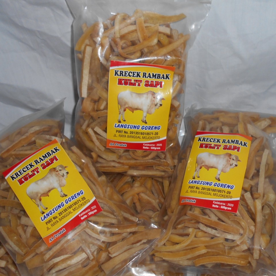 Jual Krecek Kerupuk Rambak Kulit Sapi Mentah Potongan Stik 500gr