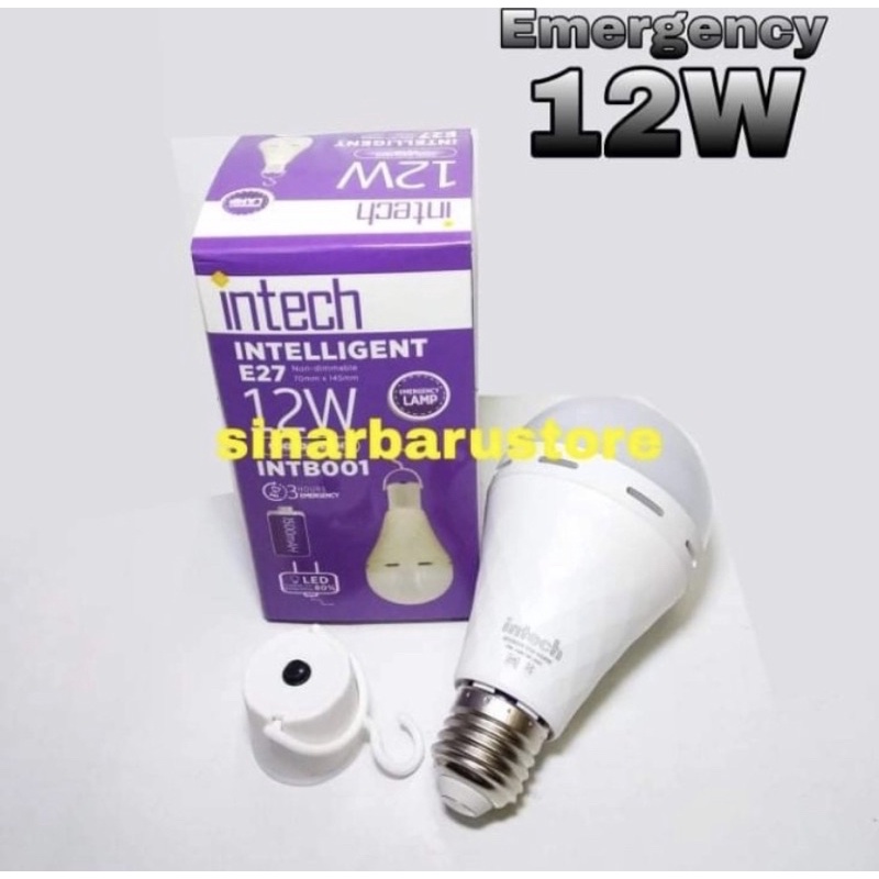 Jual Lampu Darurat/Emergency Lamp LED Intech E27 12W Putih | Shopee ...