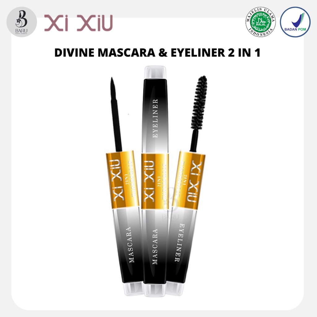 Jual XI XIU DIVINE 2IN1 MASCARA & EYELINER 2in1 Mascara Eyeliner Waterproof Original