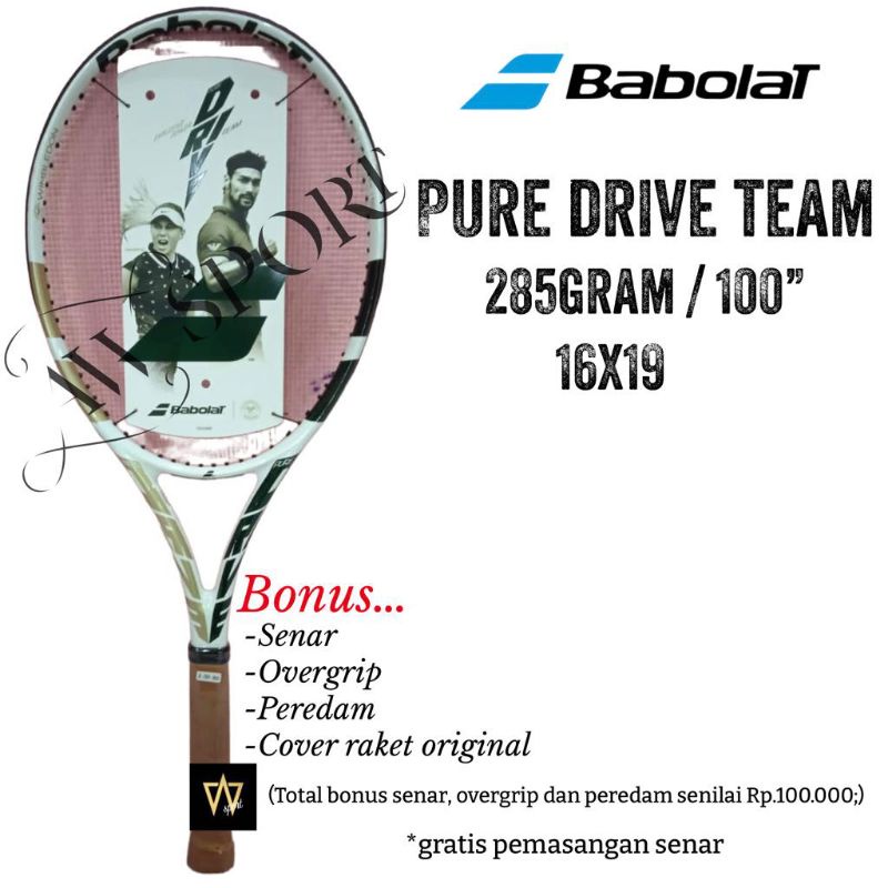 Jual Raket Tenis Babolat Pure Drive Team Wimbledon 100" 285g / Tennis ...