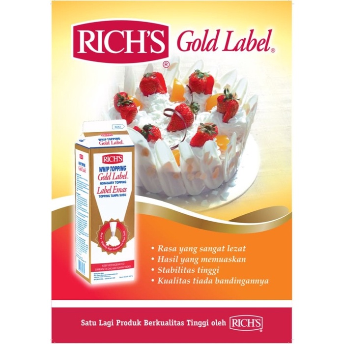 Jual Krim Whipped Cream Cair Rich'S Gold Label 907 Gr Whipping Cream Krim. Shopee Indonesia