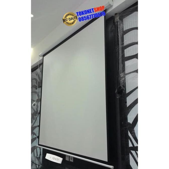 Jual Layar Proyektor Otomatis 84 Screen Elektrik Remote 213 X 213 Cm