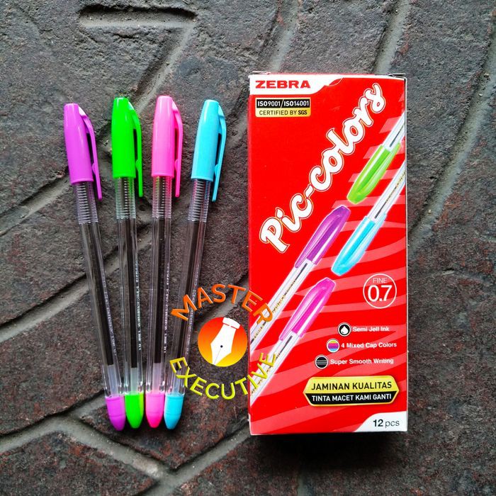 Jual [Pak - 12 Buah] Zebra Piccolors 0.7 mm Black Fine Semi Gel Ink ...