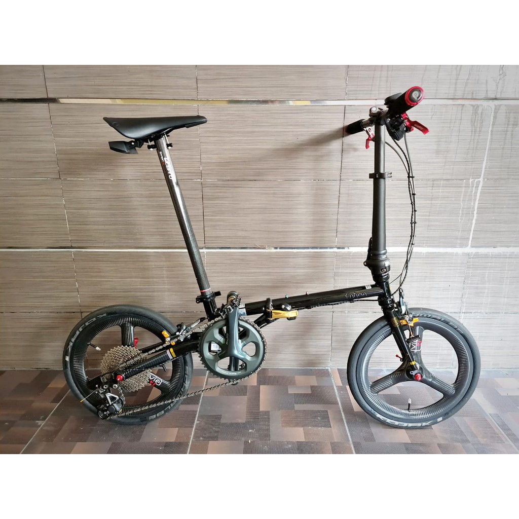 Jual Sepeda lipat bekas fnhon gust Black Gold 16 10speed full upgrade Shopee Indonesia