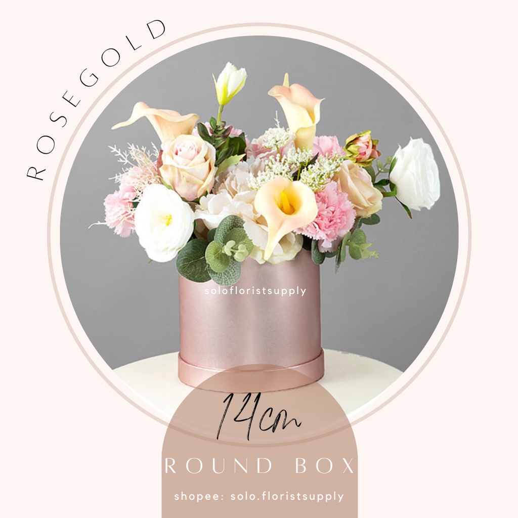 Jual 14CM ROUND FLOWER BOX BUNGA PINK ROSEGOLD GOLD BLACK WHITE ORANGE ...