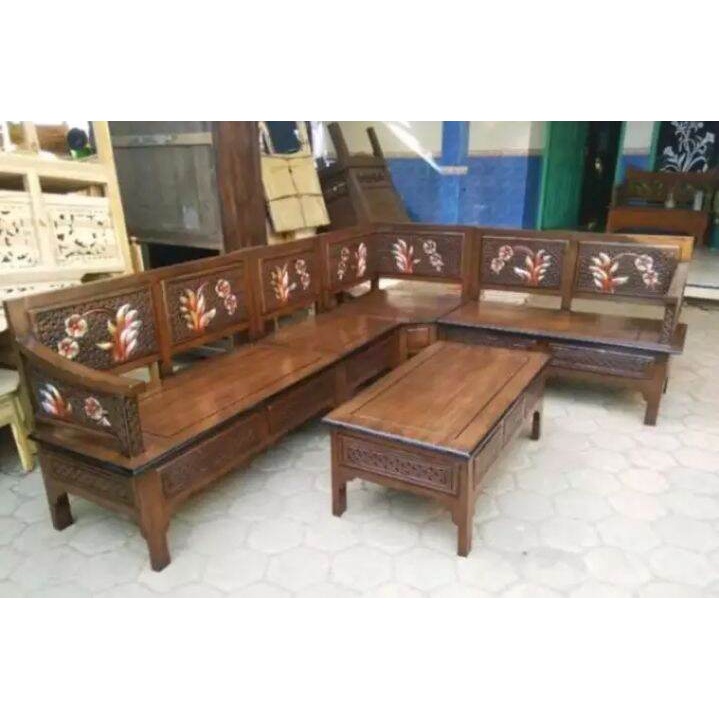 Kursi tamu sudut minimalis kayu untuk ruang tamu minimlais