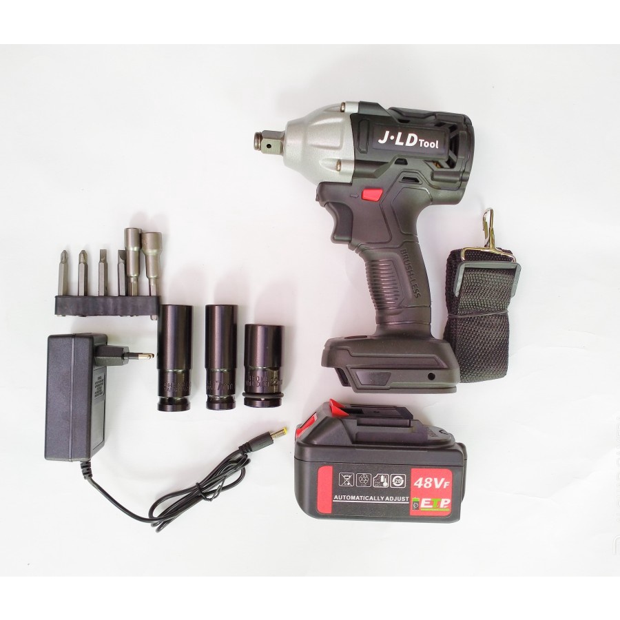 Jual CORDLESS IMPACT WRENCH 48S JLD mesin pembuka baut 1 baterai Shopee Indonesia