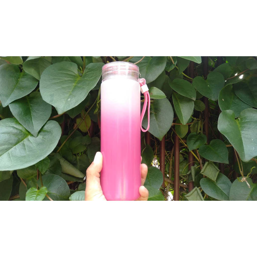 Jual Souvenir Botol Minum Botol Termos Kaca Slim Warna Gradasi Two Tone Botol Tumbler Rainbow 0495