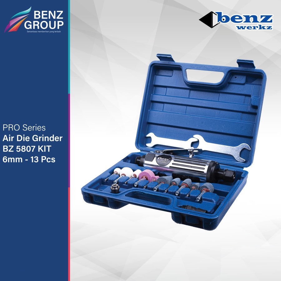 Jual Benz BZ-5807 Gerinda Angin/Pneumatic Air Die Grinder 6 Mm Set 13 ...