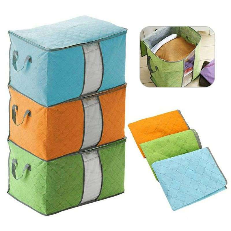 Jual Bamboo Storage Box Organizer Bag BESAR Tempat Penyimpanan Baju ...