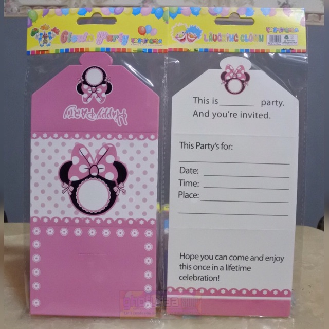 Jual Kartu Undangan Universal Mickey Minnie Mouse Biru Pink | Shopee ...