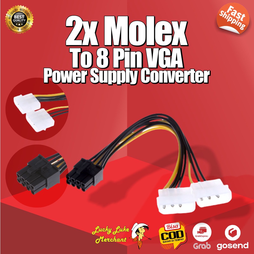 Jual VGA Power 8 pin converter 2x Molex konverter molex ke 8pin PCIE