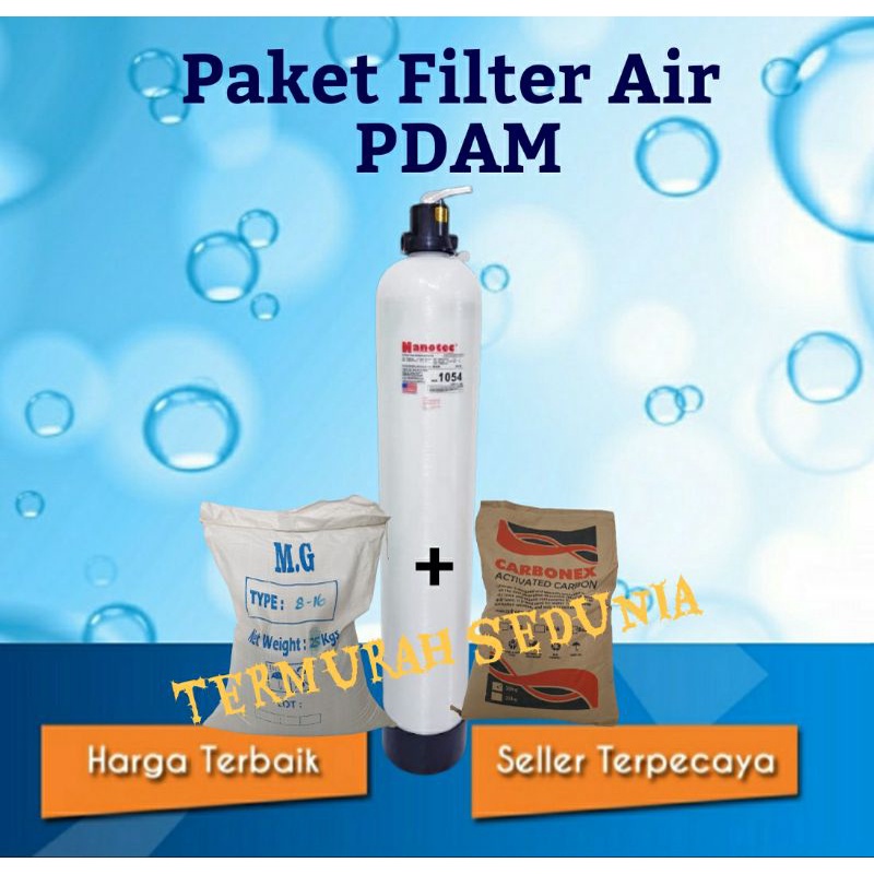 Jual Paket Filter Air Tabung FRP 1054 Air Ledeng / PDAM Shopee Indonesia