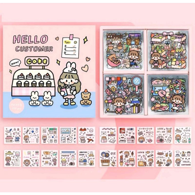 Jual 1 box stiker PET stiker kawai stiker aestetik stiker hit stiker ...