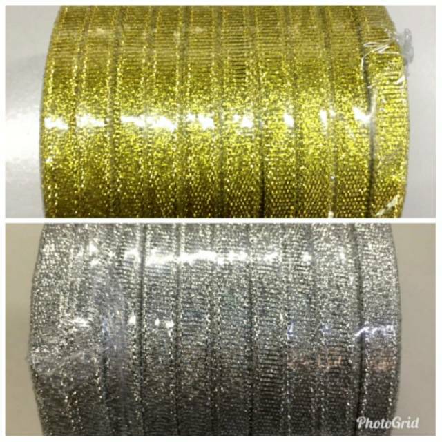 Jual Pita Emas Perak Inch Cm Pita Glitter Pita Gold Pita Silver Pita Glitter