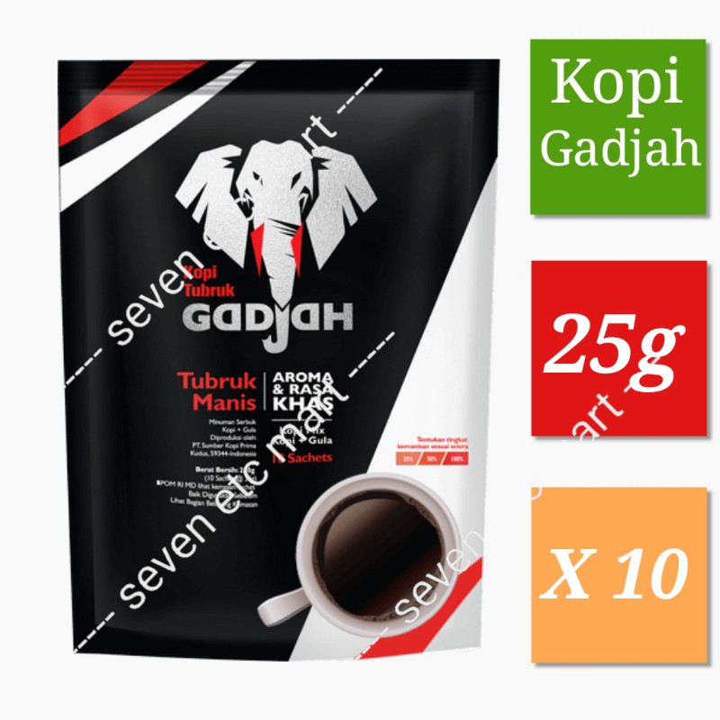Jual Kopi Tubruk Gadjah Tubruk Manis Kopi+Gula (10 Sachet) Shopee