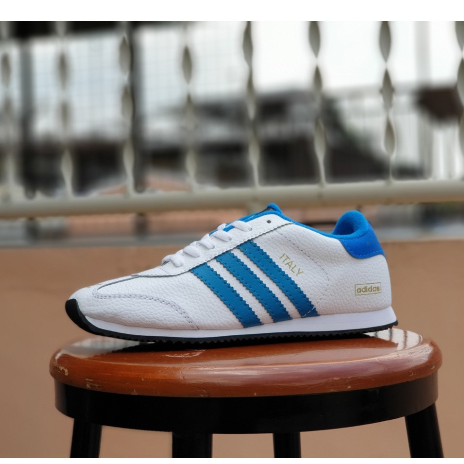 sepatu sport adidas italy putih lis biru wanita casual olahraga cewek