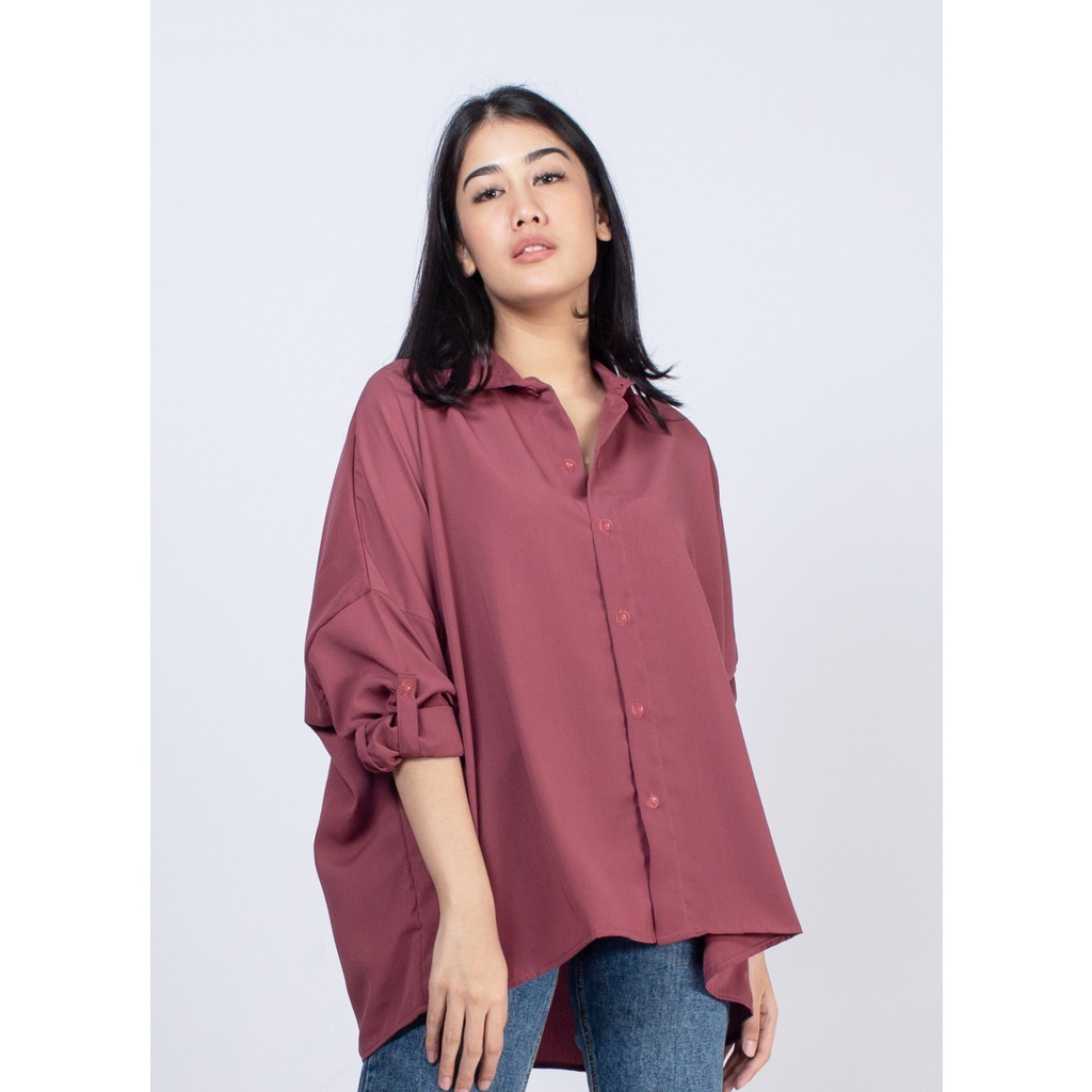 Jual Ixora Wren Oversized Shirt - Kemeja Wanita Oversized Polos ...