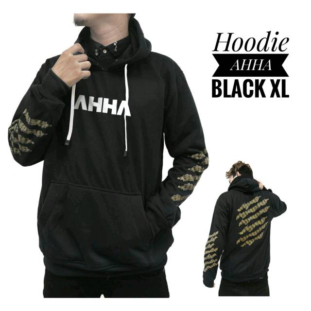 Jual Jaket Hoodie AHHA hitam XL distro Shopee Indonesia